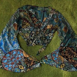 patchwork bell sleeve top